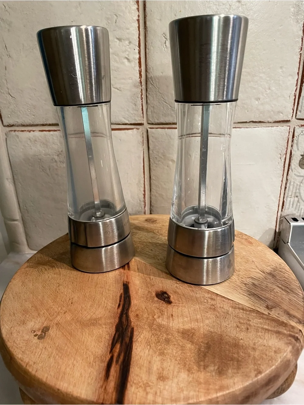 Stainless Steel and Clear Acrylic Salt & Pepper Mills - Set of 2